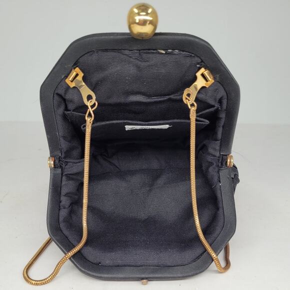 Vintage La Regale 80s Woven Black Bag with Snake Chain Strap Crossbody Purse - Picture 9 of 10